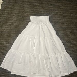 White Maxi A-Line Tiered Skirt